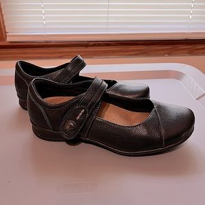 Black Leather Mary Jane Flats by Red Willow